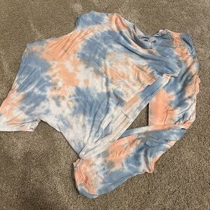 Orange and blue tie dye set